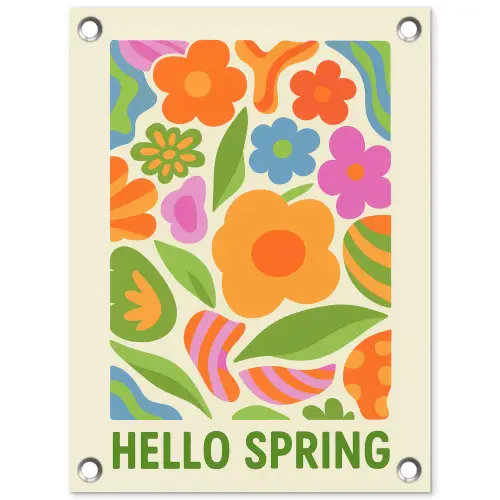 Illustratie - Bloemen - Quote - Kleurrijk tuinposter los doek klein -3d