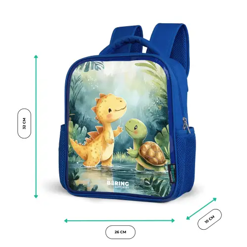 Dino - Schildpad - Jungle Kinderrugzak - Blauw middel -productfoto_formaten
