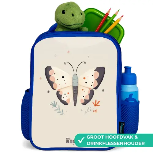 Vlinder in neutrale pastel kleuren Kinderrugzak - Blauw middel -inhoud_NL