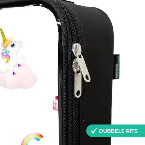 Luchtige eenhoorns Kinderkoffer - Zwart klein -rits_NL