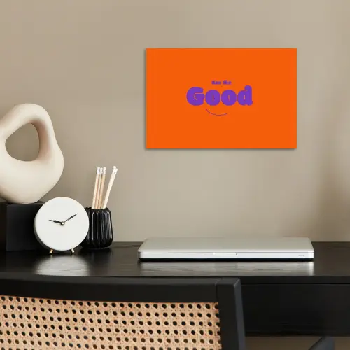 See the good - Paars - Oranje - Smiley poster papier klein -sfeer1