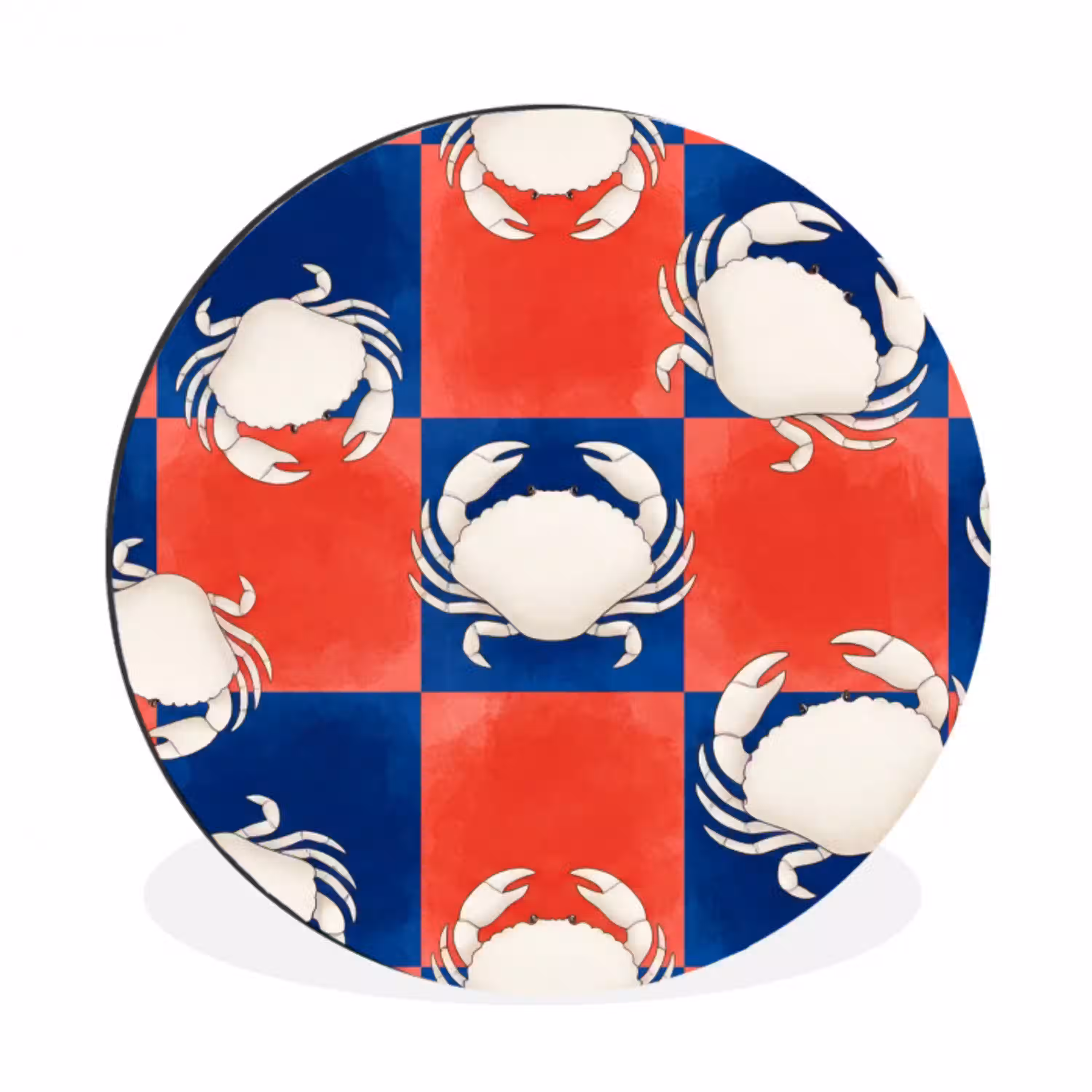 Patroon - Zeeleven - Rood - Blauw - Abstract Wandcirkel aluminium klein -3d