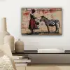 Street art - Zebra - Vrouw - Dieren - Graffiti - Banksy canvas 2cm klein -sfeer6