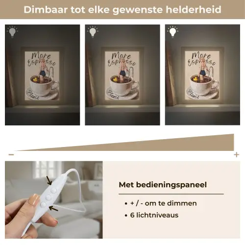 More espresso - Koffie - Eend Light Box met kabel (Tafellamp) klein -USP_dimbaarNL