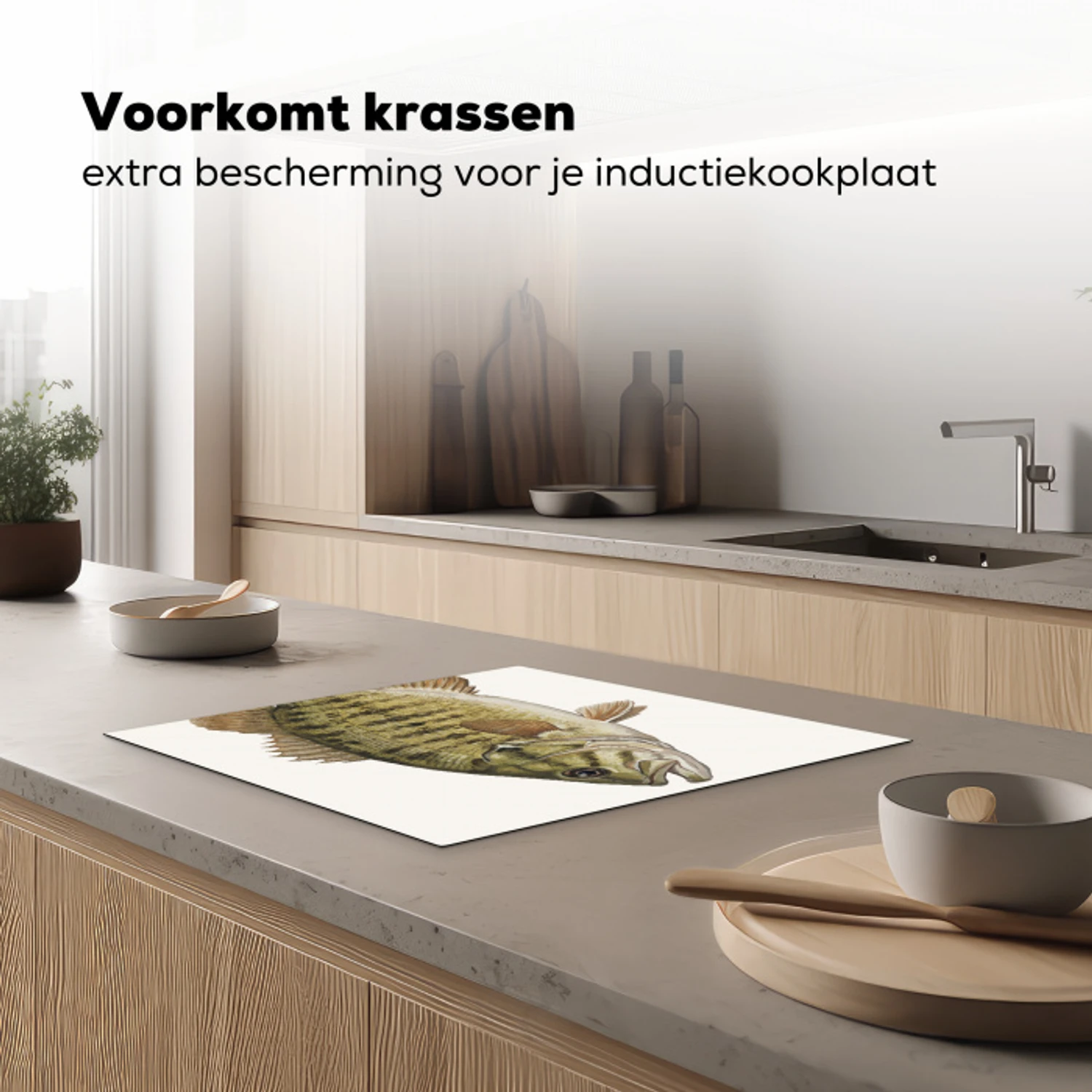 Vissen - Natuur - Vintage Inductie beschermer vinyl 3mm middel -sfeer1