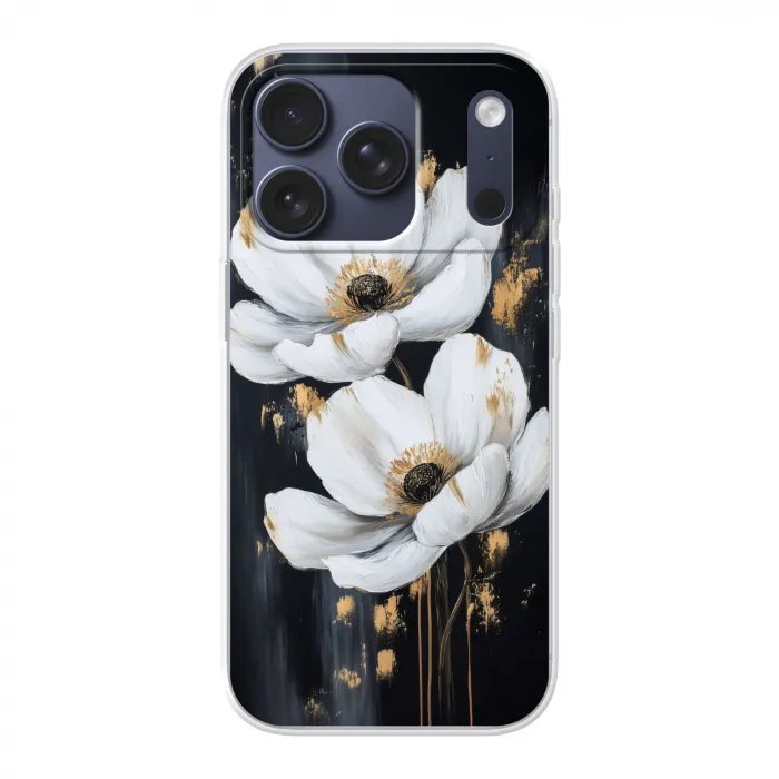 Bloemen - Wit - Abstract Telefoonhoesje iPhone 17 Pro klein -3d