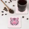Tijger - Glitterzonnebril - Roze onderzetter kurk middel -sfeer2
