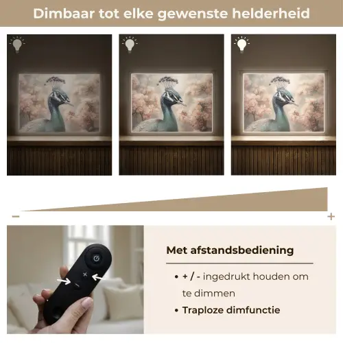Pauw - Vogels - Bloemen - Boom - Botanisch Light Box met batterij (Wandlamp) middel -USP_dimbaarNL