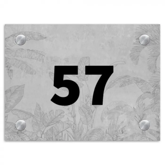 Grijs botanisch patroon - Traditioneel Naambord Rechthoek middel -3d