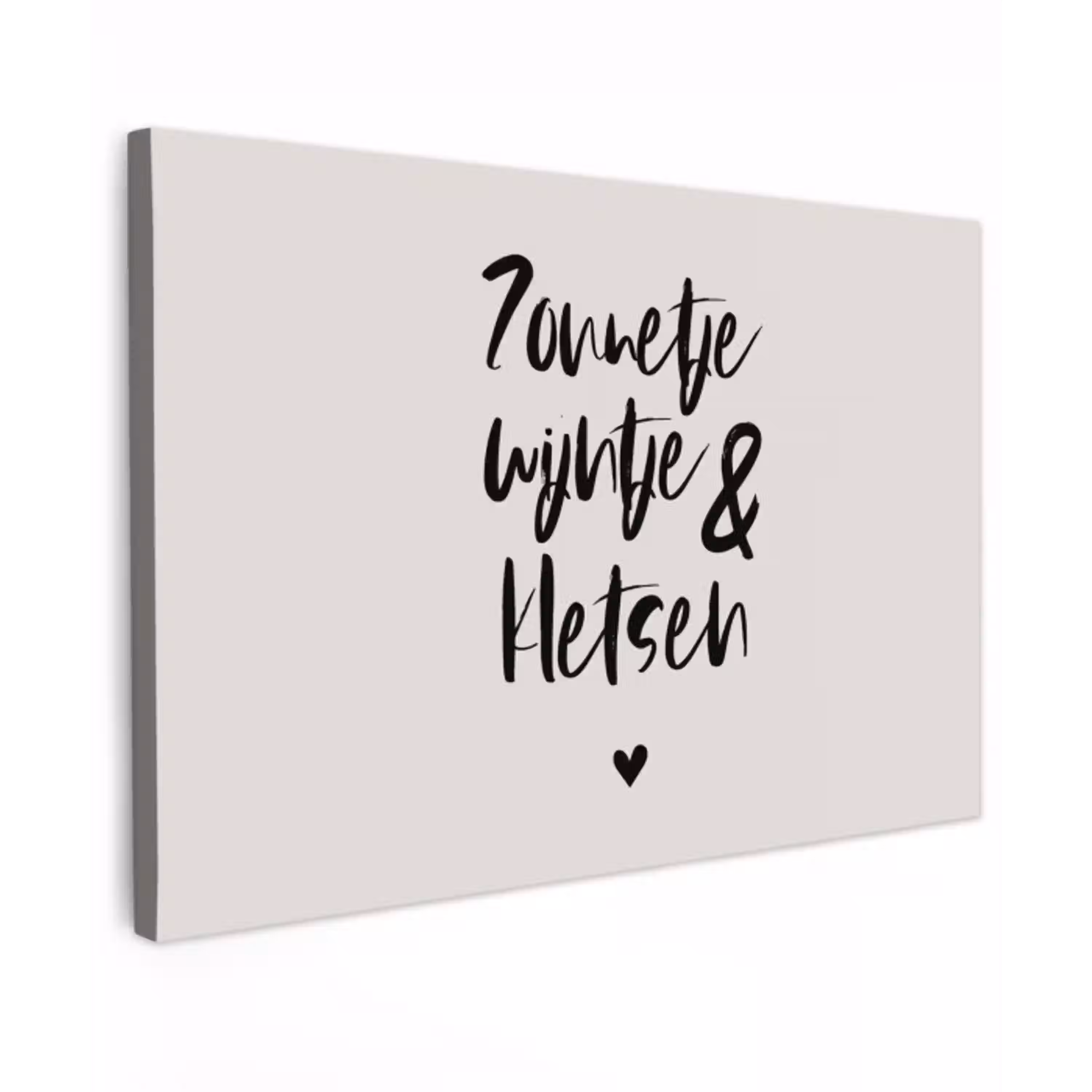 Tekst - Wijn - Zonnetje, wijntje & kletsen - Quotes Tuinposter op houten frame 2 cm dik klein -3d