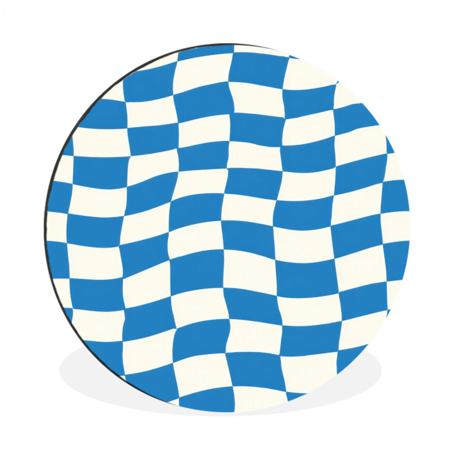 Golvend - Patroon - Blauw Wandcirkel aluminium klein 190 -3d