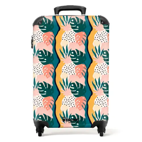 Monstera bladeren in diverse kleuren NBS - Handbagage koffer - Kinderen Unisex middel -productfoto_recht