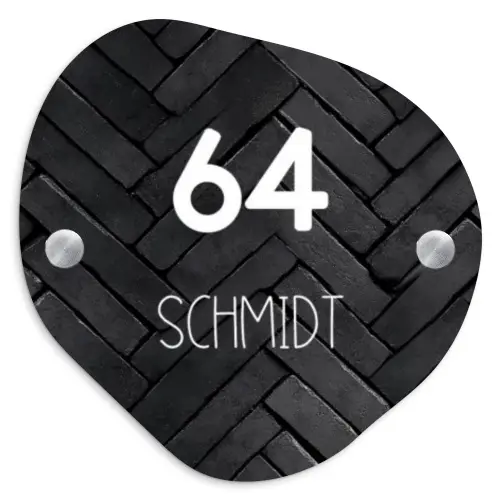 Zwarte stenen - Modern Naambord Organisch middel -3d
