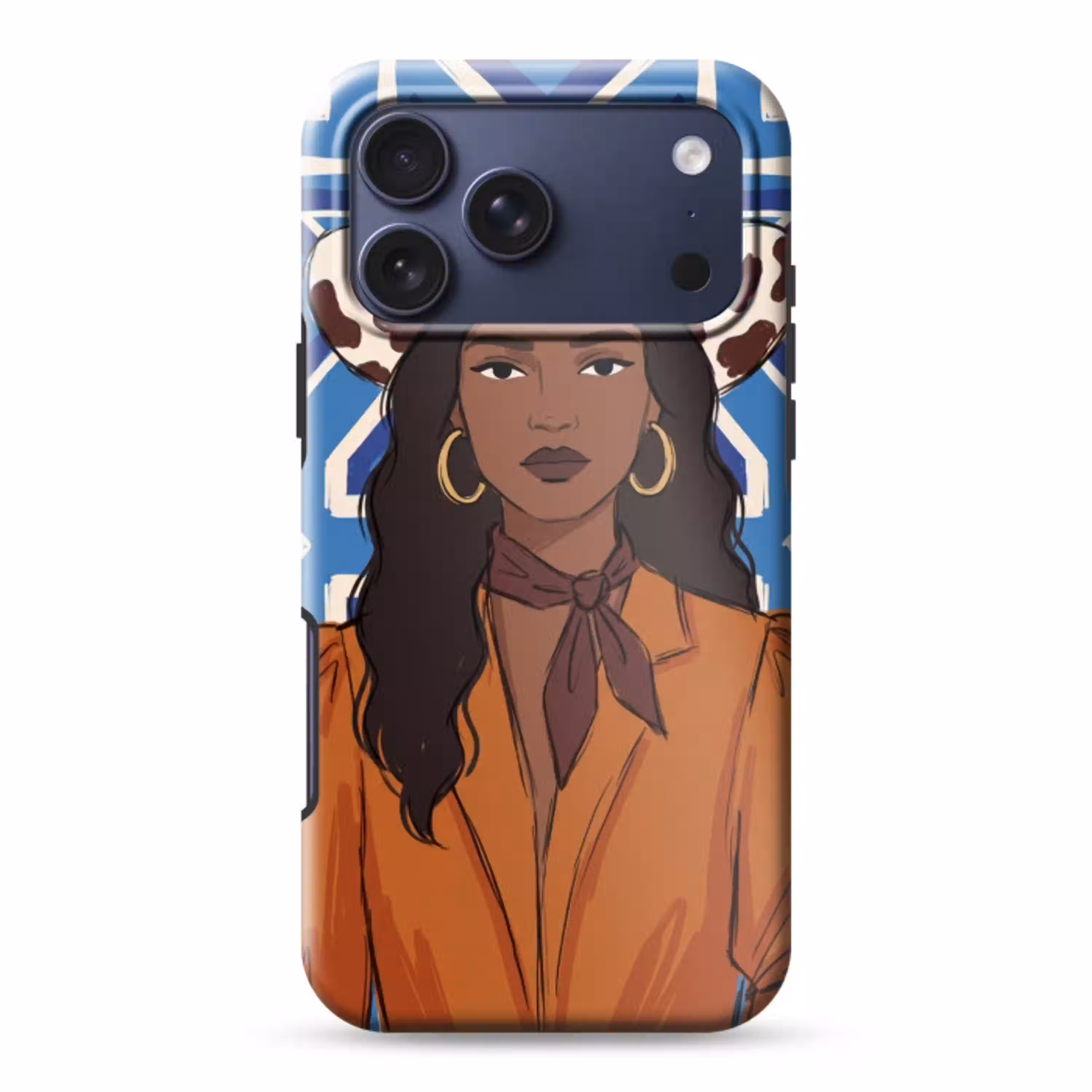 Vrouw - Cowboyhoed - Portret - Modern - Blauw Toughcase MagSafe Apple iPhone 17 Pro Max klein -3d