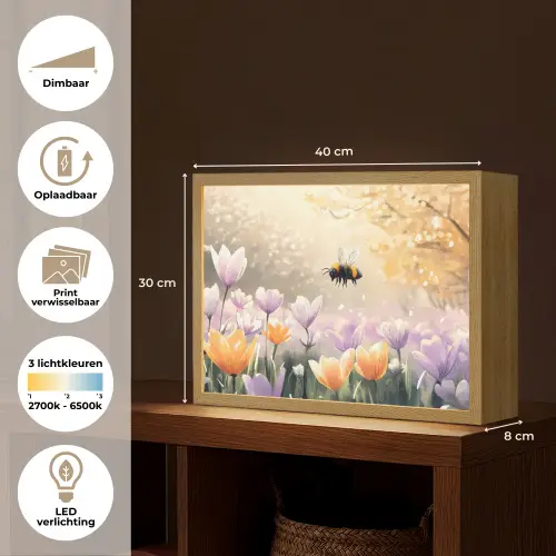 Viooltjes - bij - Zonlicht Light Box met batterij (Wandlamp) middel -USP_websiteoverzichtNL