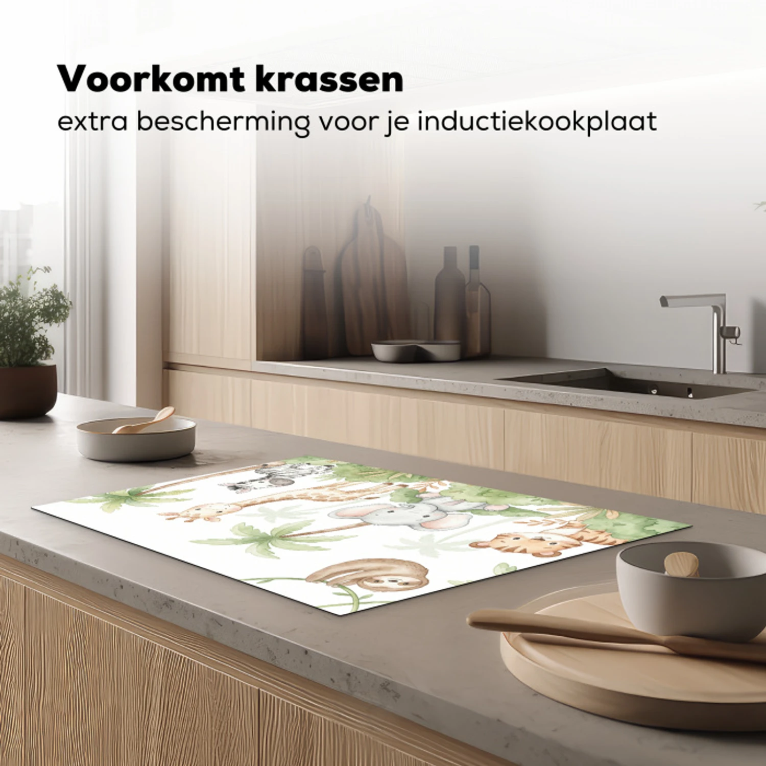 Dieren - Jungle - Pastel Inductie beschermer vinyl 3mm klein -sfeer1