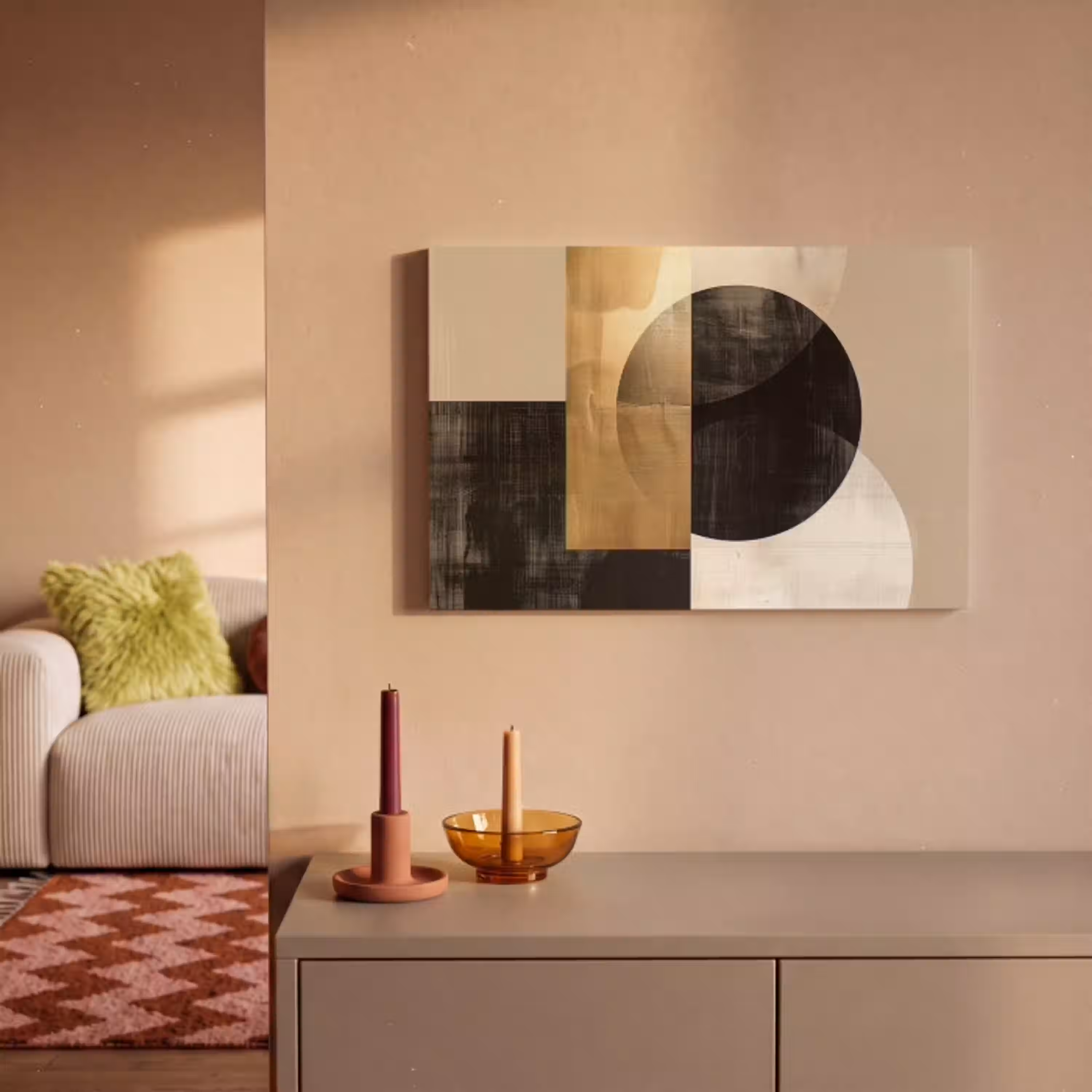 Abstract - Goud - Zwart - Kunst canvas 2cm klein -sfeer1