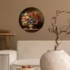 Kleur - Bloemen - Vintage - Bloemenvaas Wandcirkel behangsticker klein -sfeer1