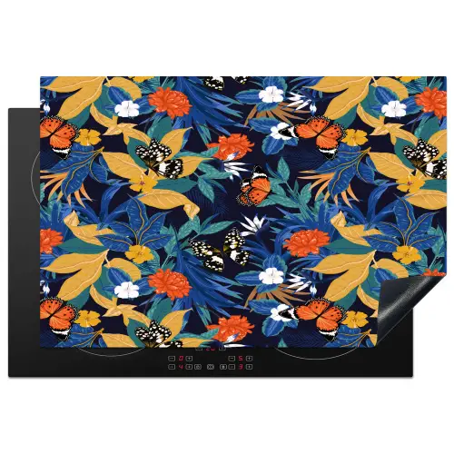 Zomer - Vlinder - Marineblauw - Blauw Inductie beschermer vinyl 3mm klein 276 -3d