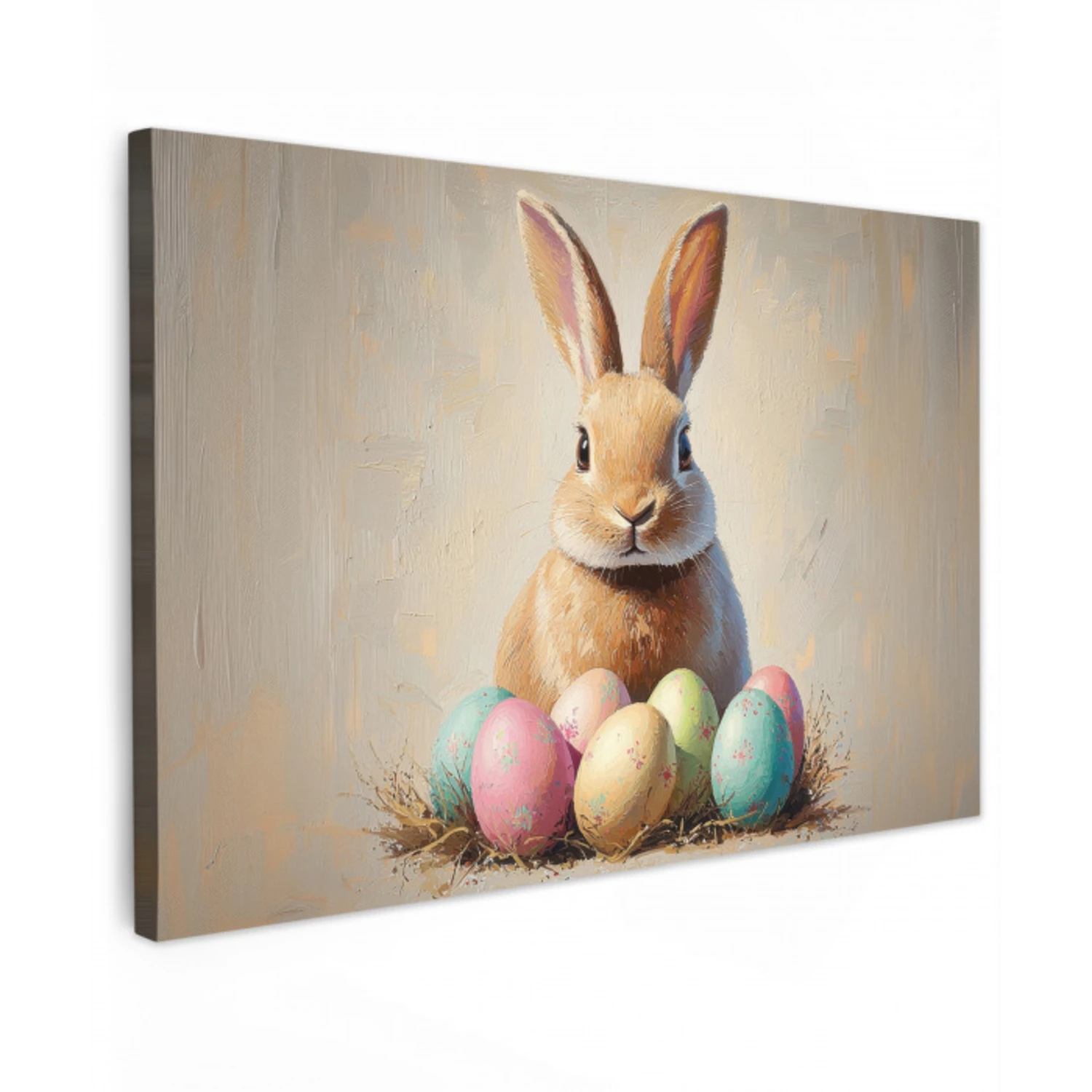 Paashaas - Pastel - Eieren canvas 2cm klein -z3d