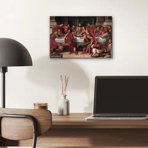 Het laatste avondmaal - Schilderij van Willem Key aluminium wit klein -sfeer5