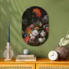 Stilleven met bloemen en een horloge - Schilderij van Abraham Mignon Wandcirkel Ovaal Forex klein -sfeer2