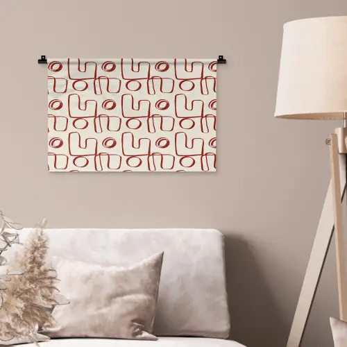 Abstract - Patroon - Beige - Rood Wandkleed katoen klein 269 -sfeer4