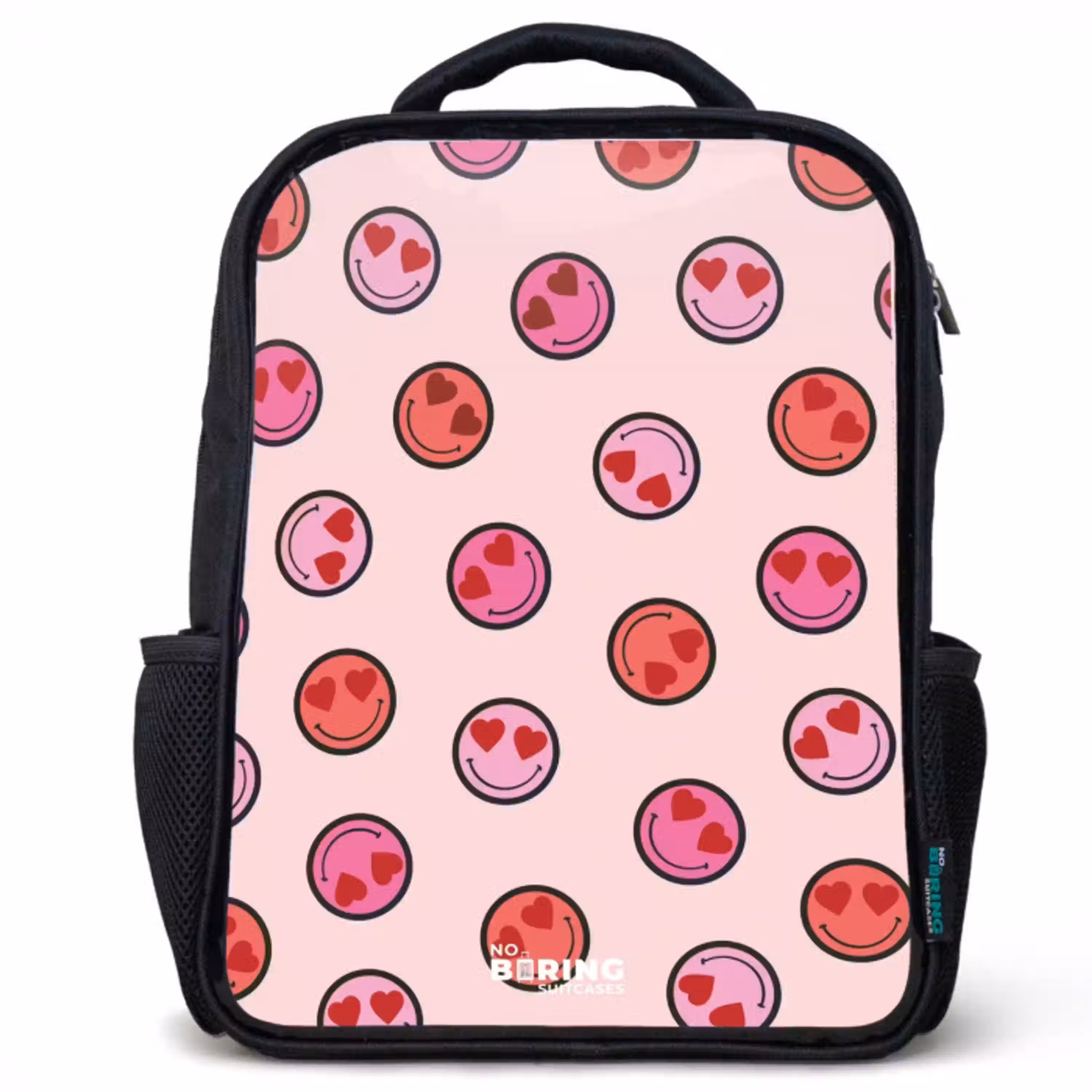 Hartje - Smiley - Patroon Rugzak - Zwart middel -3d