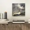 Vuurtoren - Golven - Storm aluminium wit klein -sfeer1