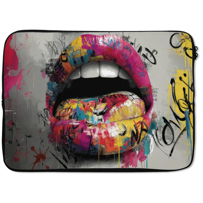 Lippen - Graffiti - Expressief laptophoes neopreen klein -zkaufland3dotto