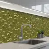 Landelijk - Bloemen -  Groen keuken achterwand 2 middel 871 -3d_schuin