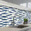 Vissen - Patroon - Blauw - Wit keuken achterwand 2 middel 871 -3d_schuin