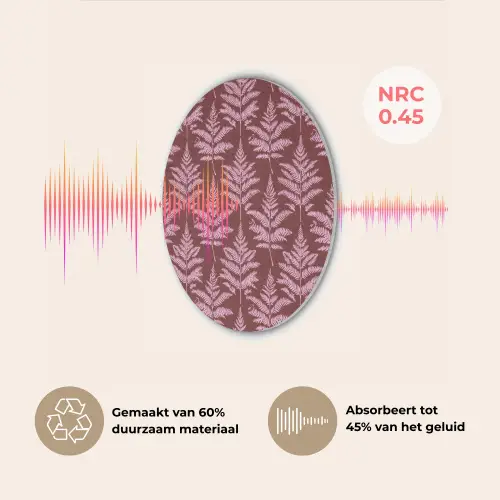Blad - Patroon - Paars Akoestische PET Vilt - Rond klein 838 -USP_NL