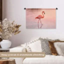 Flamingo - Water - Roze Wandkleed katoen klein -sfeer1