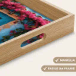 Deur - Hout - Bloemen - Blauw Dienblad Rechthoek middel -USP_HandgreepIT