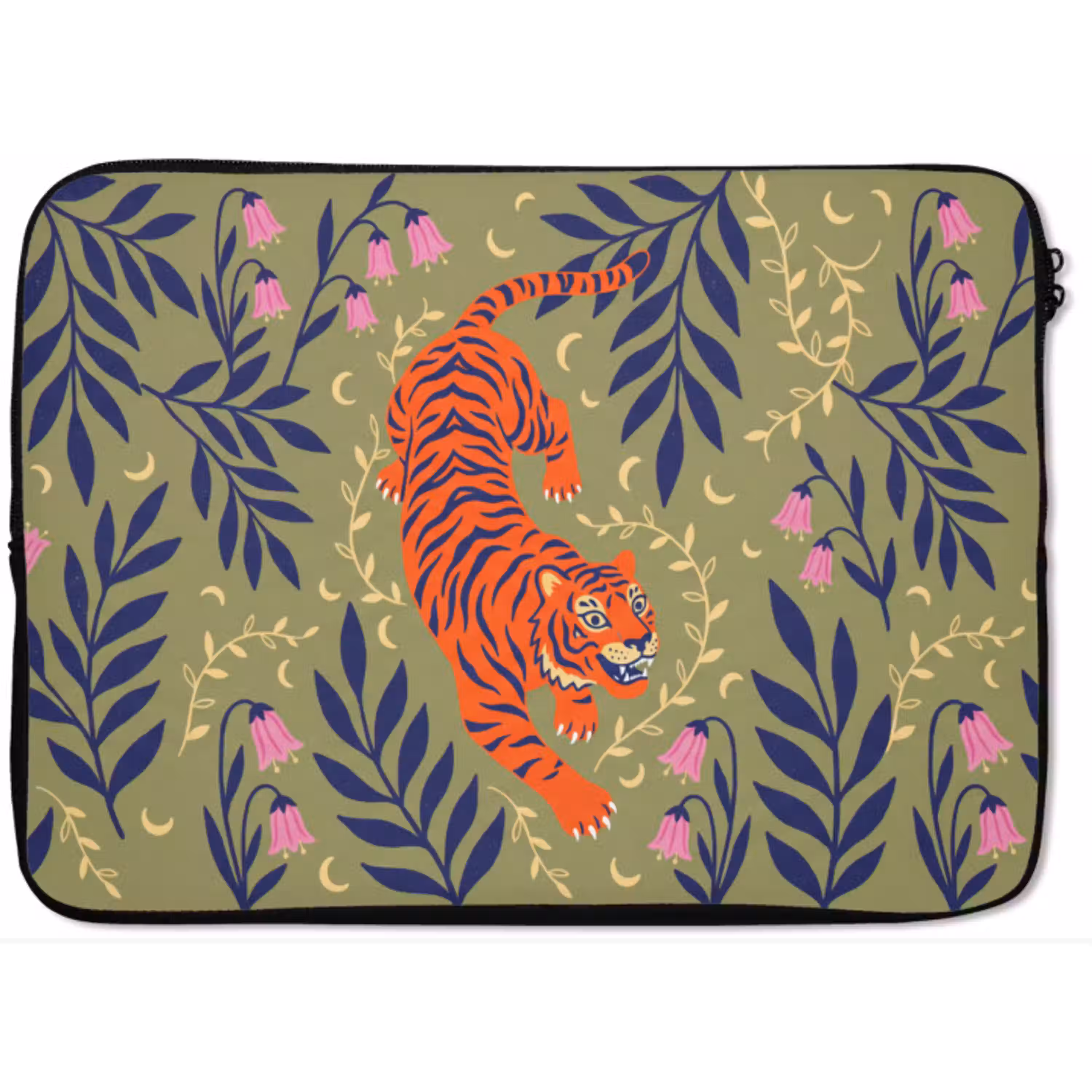 Tijger - Bladeren - Dieren - Illustratie - Oranje laptophoes neopreen klein -zkaufland3dotto