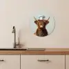 Schotse Hooglander - Bruin - Hoorns - Kokskleding KitchenYeah - Keuken - Wandcirkel Forex klein -sfeer3