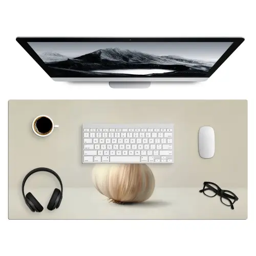 Knoflook - Natuurlijk - Beige Muismat XXL klein -3d