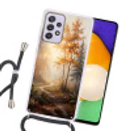 Bospad - Herfstbladeren - Natuur - Schilderachtig - Oranje Hoesje Samsung Galaxy A52 5G met koord klein -sfeer1