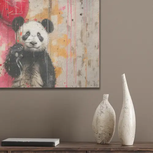 Graffiti - Panda - Ballon - Street art - Banksy PET vilt klein -sfeer6_closeup