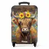 Graffiti schotse hooglander met bloemen NBS - Handbagage koffer - Unisex middel -productfoto_recht