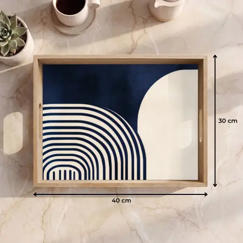Donkerblauw - Abstract - Lijnen Dienblad Rechthoek middel -USP_Formaat