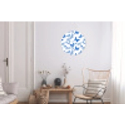 Vlinder - Bloemen - Blauw Wandcirkel aluminium klein 190 -woonkamer