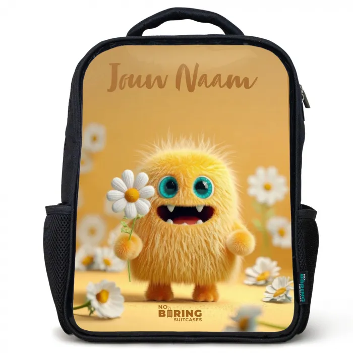 Monster - Wezen - Bloem - Geel Rugzak - Zwart middel -3d