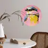 Vogel - Roze - Geel - Blauw Wandcirkel behangsticker klein -sfeer3