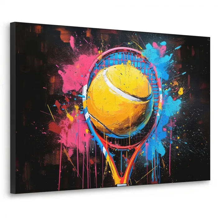 Graffiti - Tennis - Sport - Racket Textielframe zwart klein -3d
