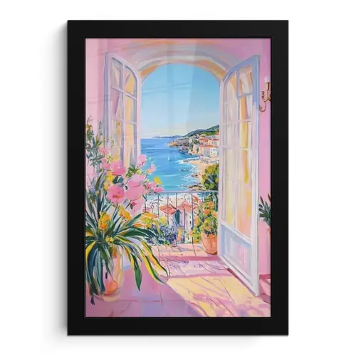 Roze - Buiten - Verf fotolijst zwart zonder passe partout klein -3d