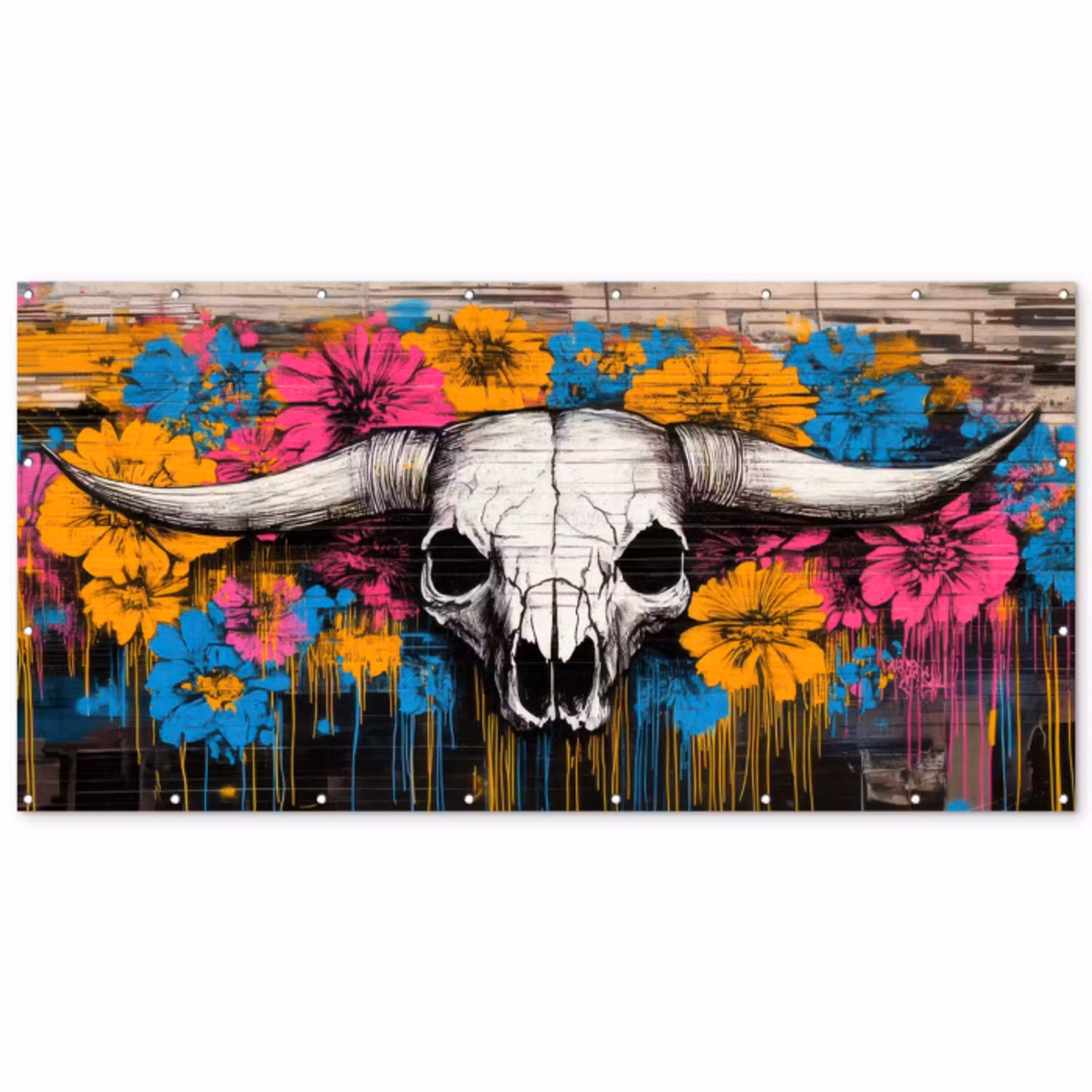 Schedel - Bloemen - Graffiti Balkonbeschermer Duitsland klein -zz_3d