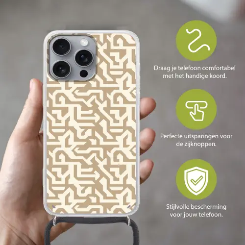 Modern - Abstract - Beige Hoesje iPhone 16 Pro Max met koord klein 804 -sfeer2_NL