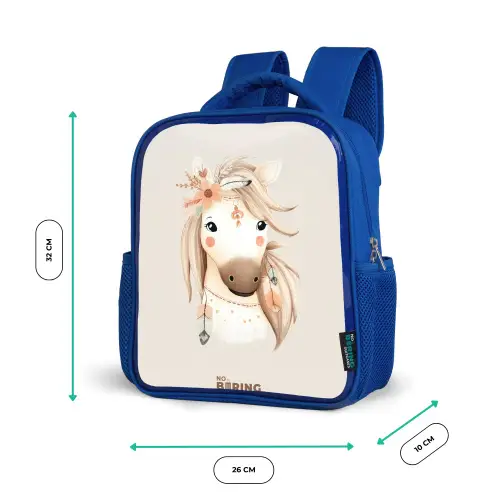 Bohemian paard in pastel kleuren Kinderrugzak - Blauw middel -productfoto_formaten